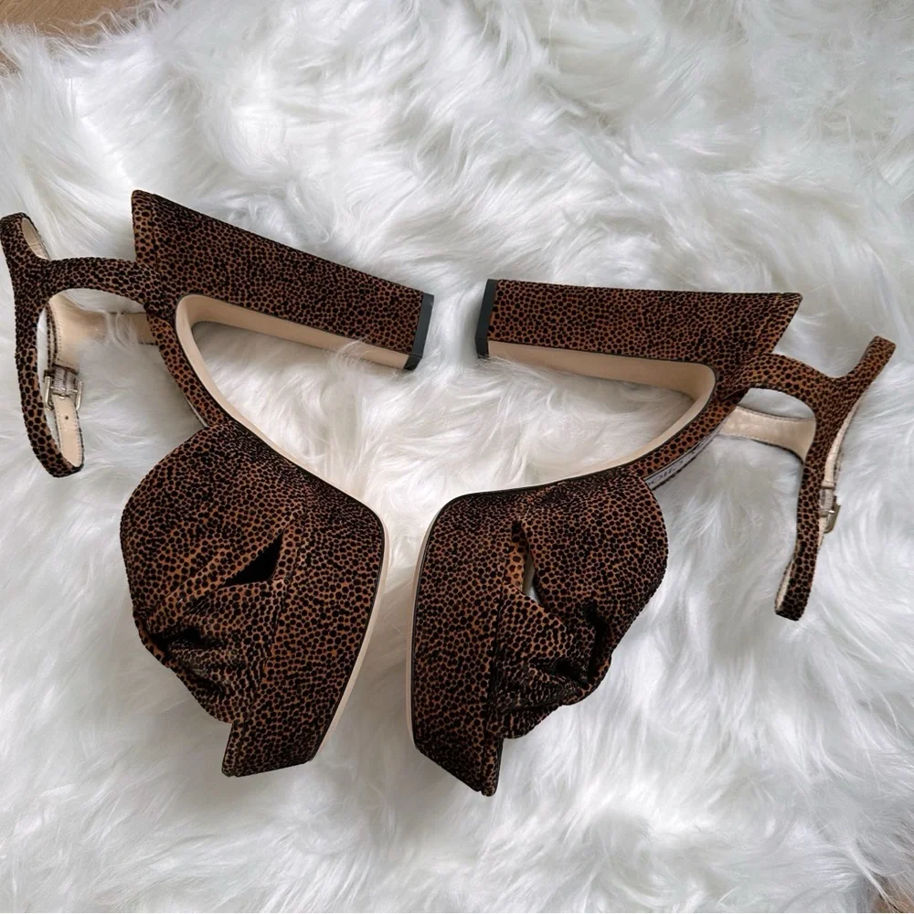 Jimmy Choo Heloise Polka Dot Cheetah Print Platform Sandals - Picture 3 of 6